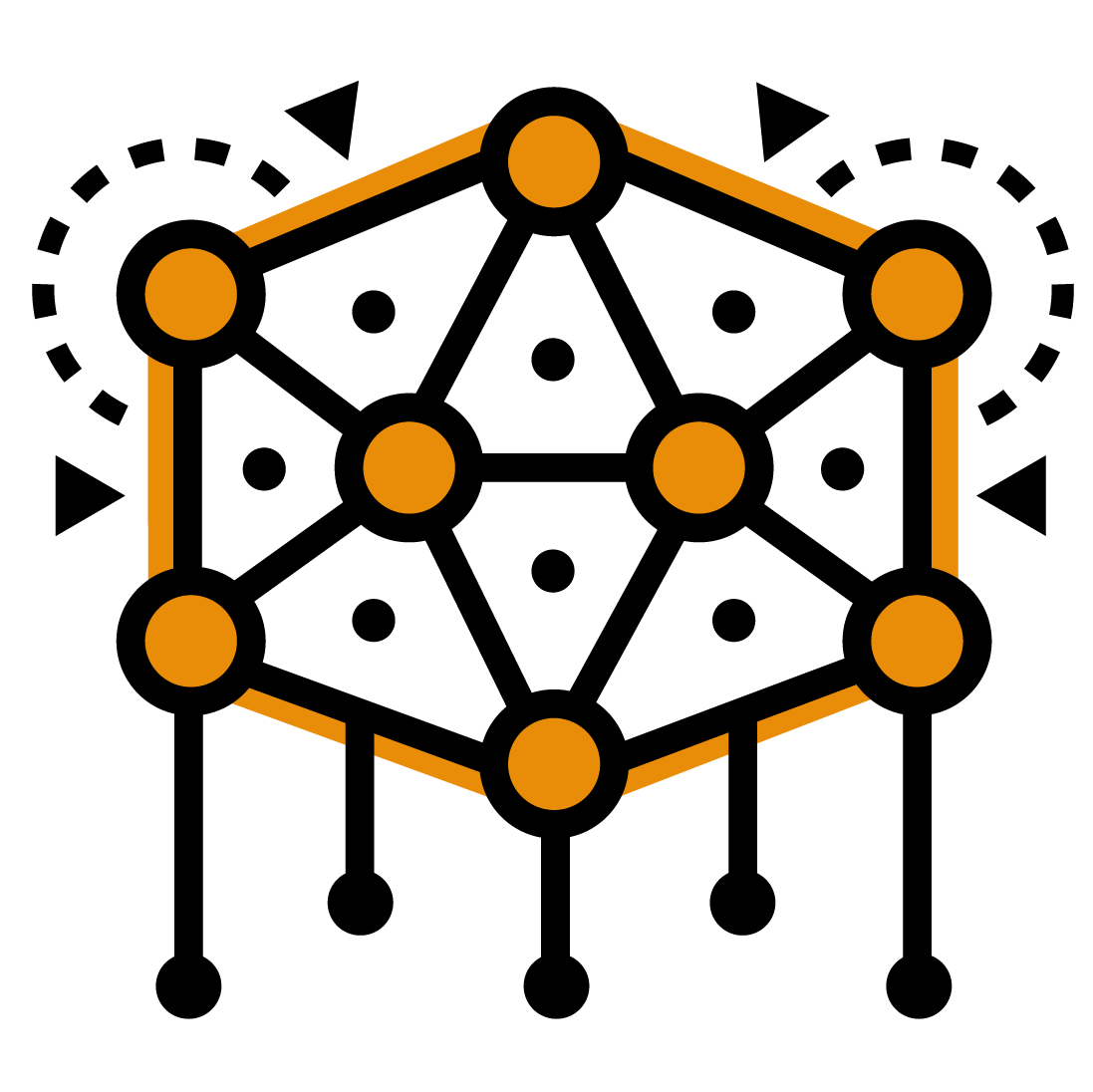 Interconnected nodes representing machine learning