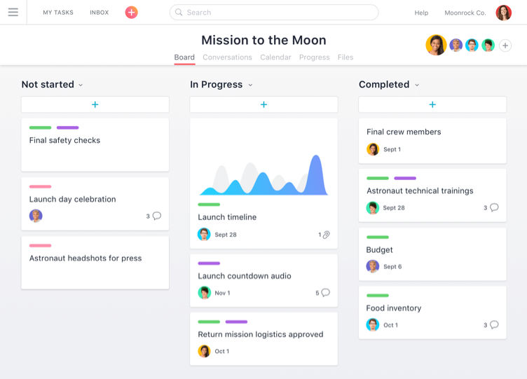 Tasks in Asana Project Management Tool